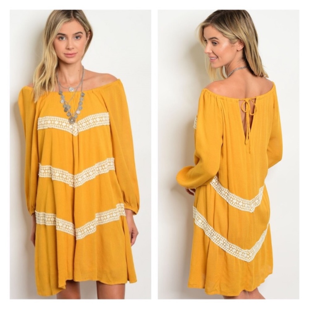 NWT Mustard off the shoulder dress